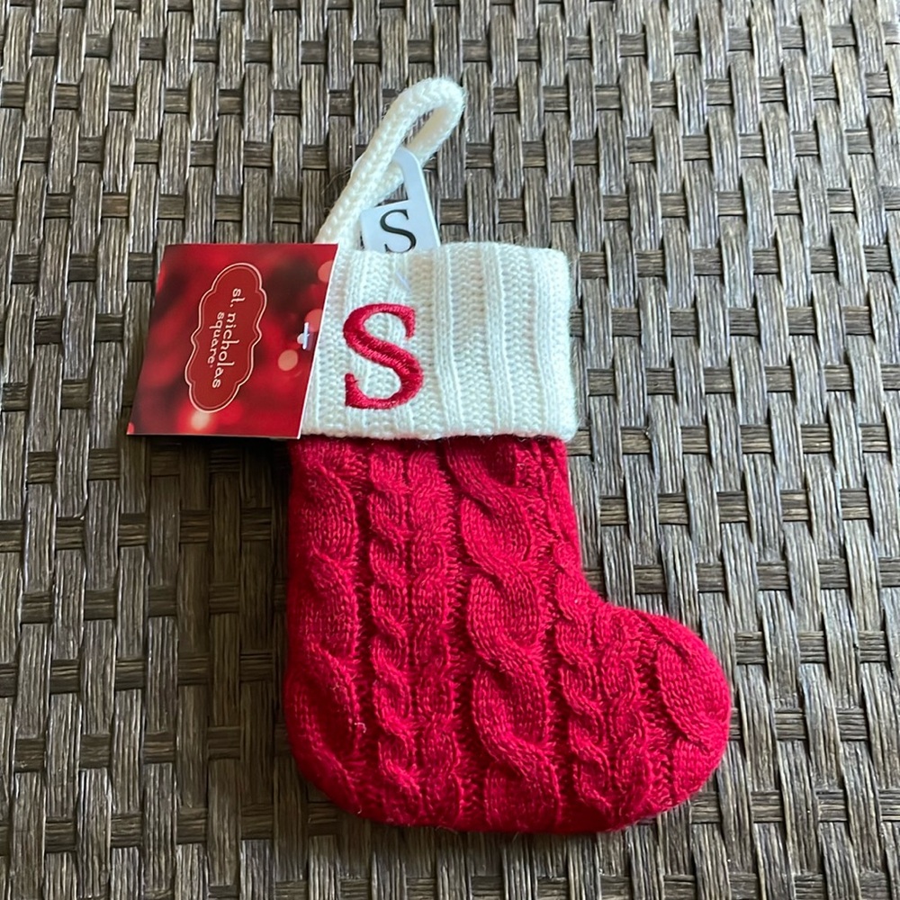 St Nicholas Square 8” Knit Monogrammed Christmas Stockings Letter S.